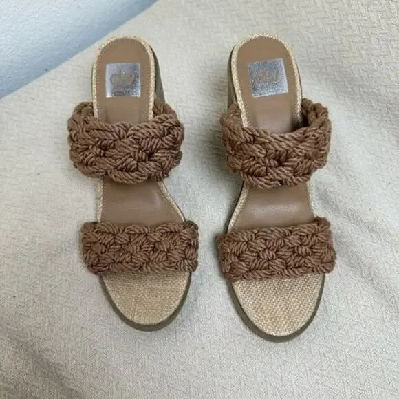 DV by Dolce Vita Roulette Toffee Brown Woven Block Heel Sandals Women’s 10 - Picture 7 of 12